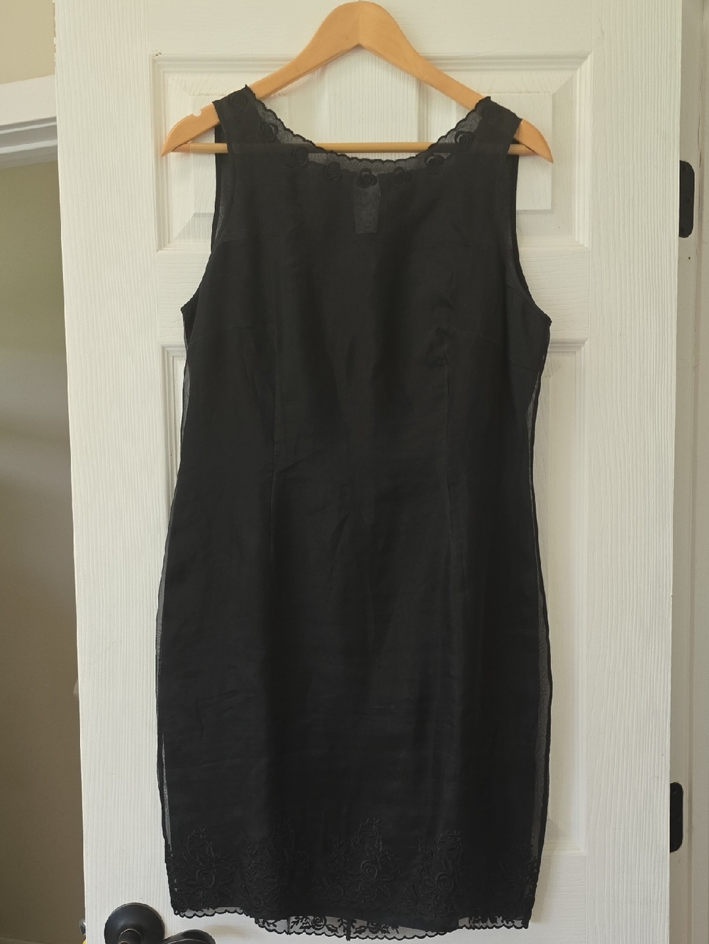 Laura Ashley Black Lace-Trimmed Sleeveless Midi Dress
